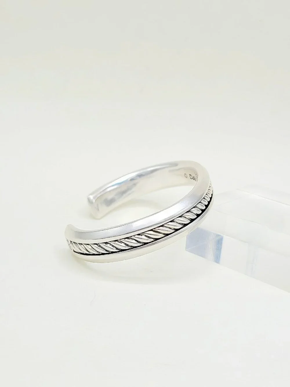 David Yurman Cable Inset Cuff Bracelet in Sterling Silver - Size X-Small - RARE